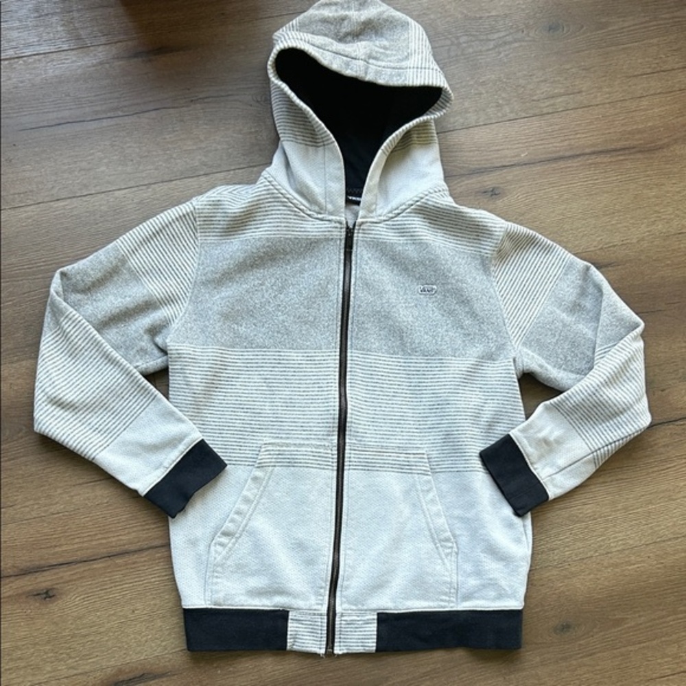 Vans Cream and Black Zip-Up Hoodie ! Large